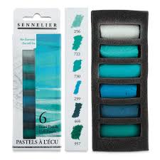 Boîte de6 demi-pastels mer émeraude