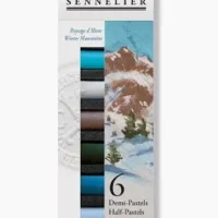 Boîte de 6 demi-pastels paysage d'hiver