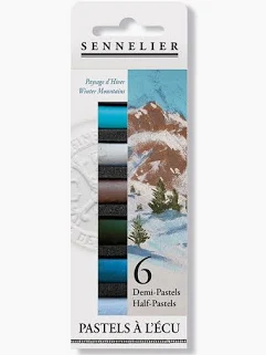 Boîte de 6 demi-pastels paysage d'hiver
